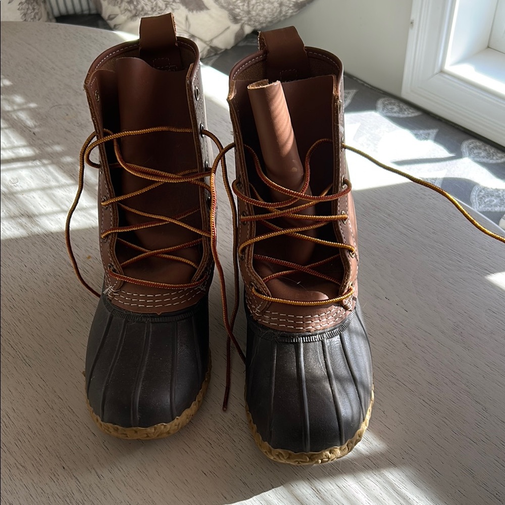 Brown and Tan Bean Boots